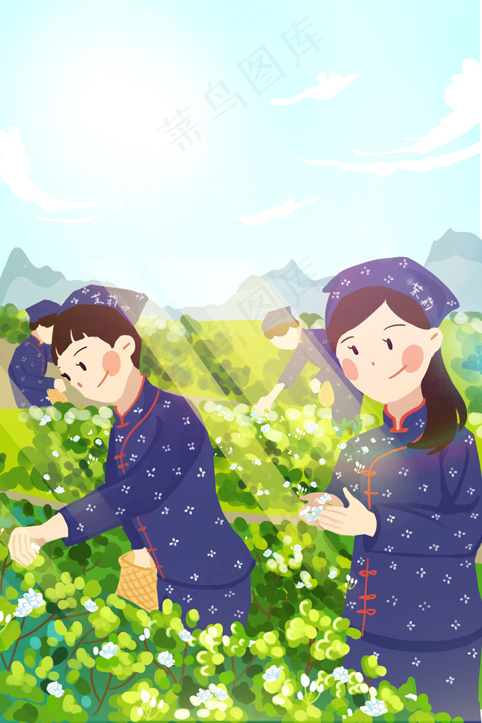 六月你好采摘茉莉(3545X5315(DPI:300))psd模版下载