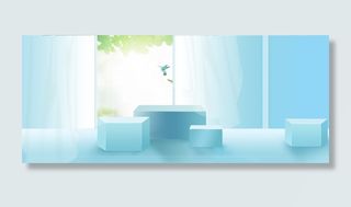 空间感蓝色小清新风促销淘宝天猫banner