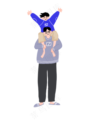 手绘合成父亲节父子造型