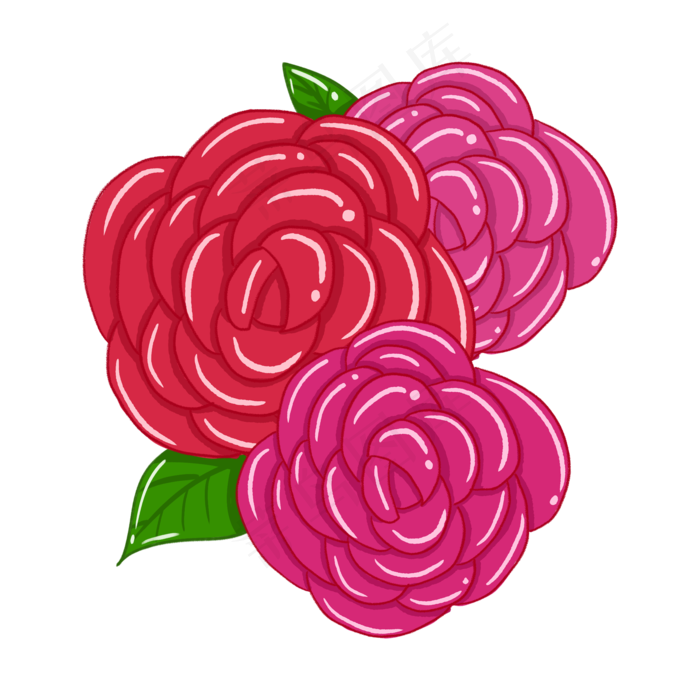 红色玫瑰花花朵手绘