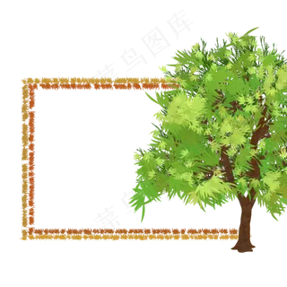 绿色叶子植物简约手绘边框