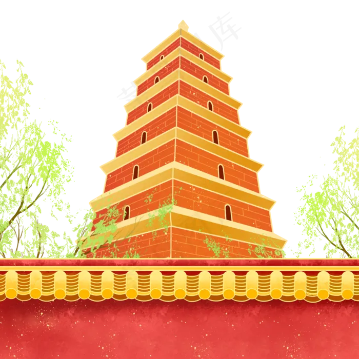 古建筑西安地标大雁塔(2000X2000(DPI:96))psd模版下载