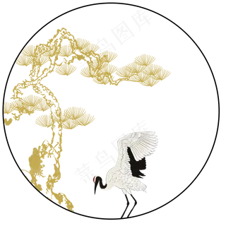 在松树下觅食的仙鹤,免抠元素