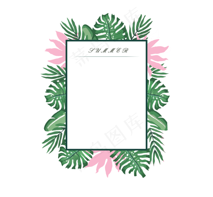 手绘春季绿色植物叶子边框(4312X4000(DPI:300))psd模版下载