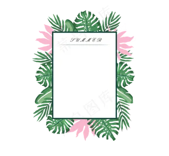 手绘春季绿色植物叶子边框