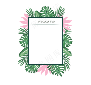 手绘春季绿色植物叶子边框