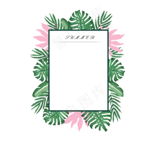 手绘春季绿色植物叶子边框