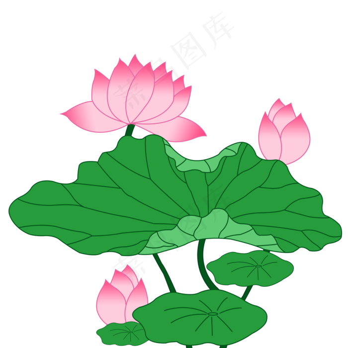 装饰粉色荷花元素(2000X2000(DPI:300))psd模版下载