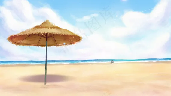 夏季沙滩遮阳伞避暑 夏季沙滩遮阳伞避暑