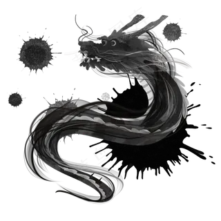 水墨龙抬头素材,免抠元素