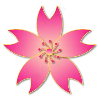 粉色立体剪纸樱花素材