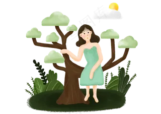 手绘卡通植树节节日小清新风格插