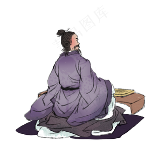古风人物文人雅士抚琴,免抠元素
