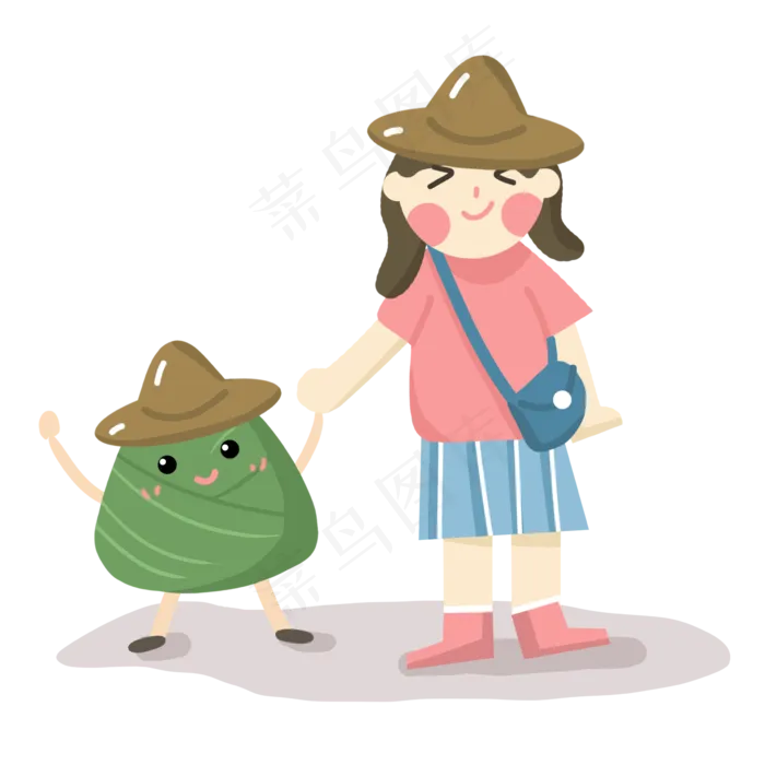 端午节女孩子手牵着粽子(2362X2362(DPI:300))psd模版下载