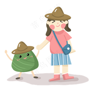 端午节女孩子手牵着粽子