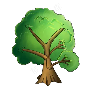 手绘春天新生之树元素