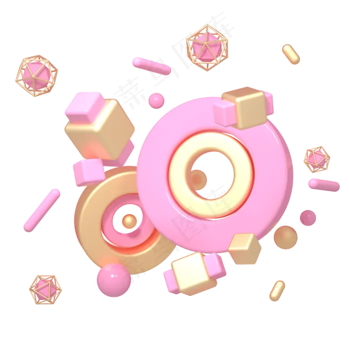 C4D粉色粉金色紫色618装饰(2000X2000)