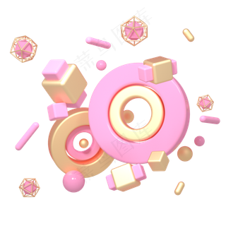 C4D粉色粉金色紫色618装饰