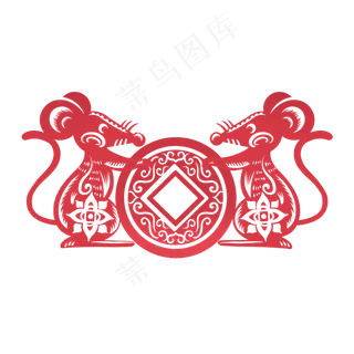 鼠年剪纸装饰,免抠元素