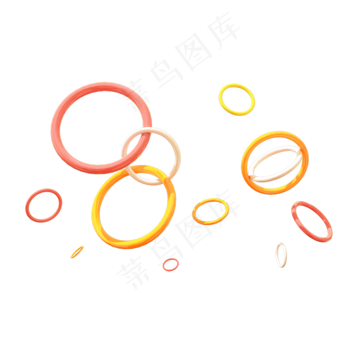 C4D彩色环形悬浮素材,免抠元素