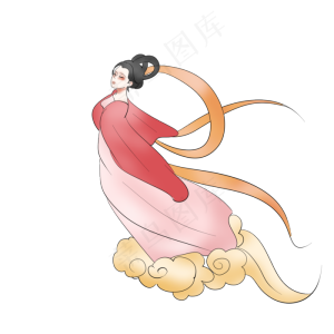 云朵上飞舞嫦娥,免抠元素