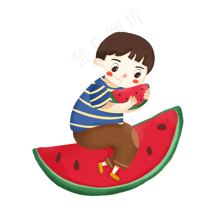暑假假期吃西瓜的人