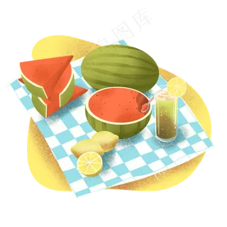 夏日水果清凉青瓜西瓜柠檬