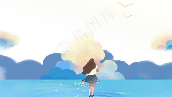 梦幻毕业季云海主题手绘边框(1778X1000(DPI:300))psd模版下载