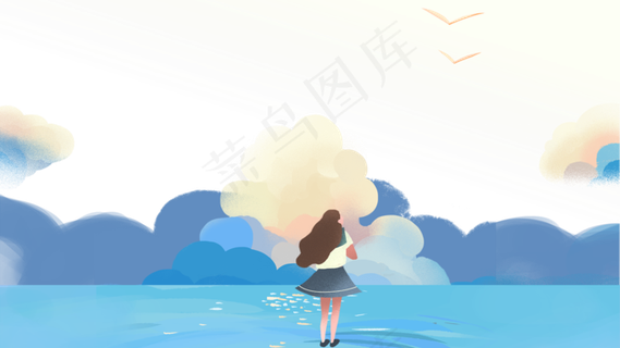 梦幻毕业季云海主题手绘边框