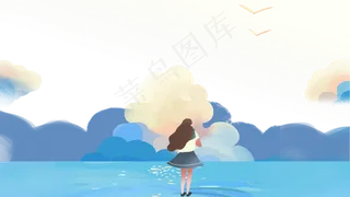 梦幻毕业季云海主题手绘边框