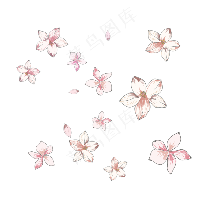 樱花烂漫落花粉色唯美PNG(2000X2000(DPI:200))psd模版下载