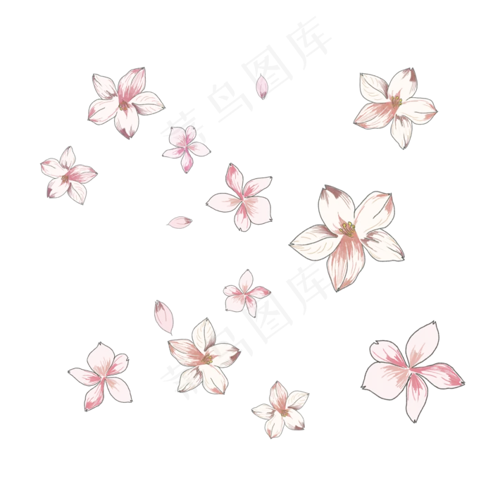 樱花烂漫落花粉色唯美PNG(2000X2000(DPI:200))psd模版下载