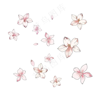 樱花烂漫落花粉色唯美PNG