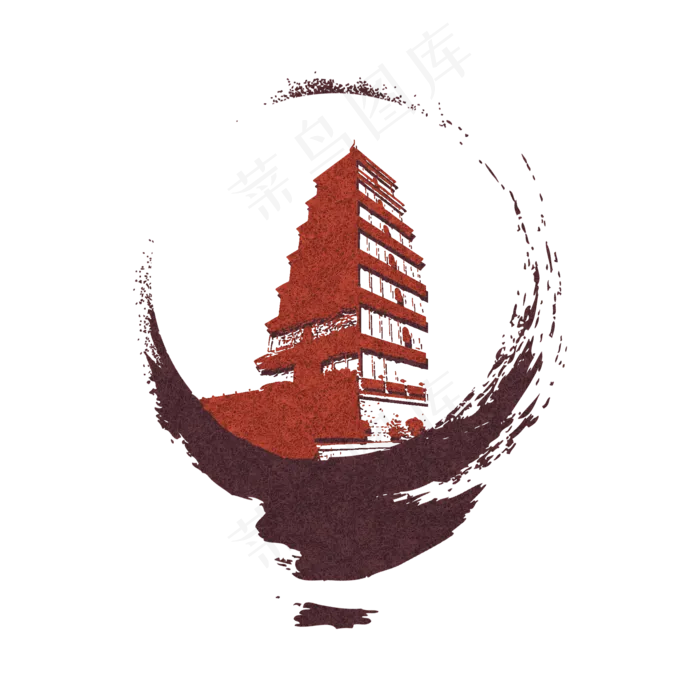 标志性建筑西安大雁塔(2000X2000(DPI:300))psd模版下载