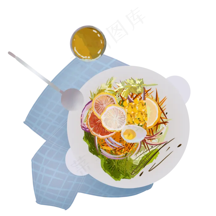 手绘美食健康色拉设计元素(2000X2000(DPI:150))psd模版下载