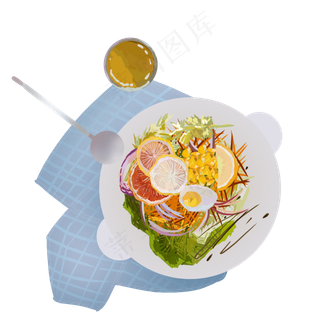 手绘美食健康色拉设计元素