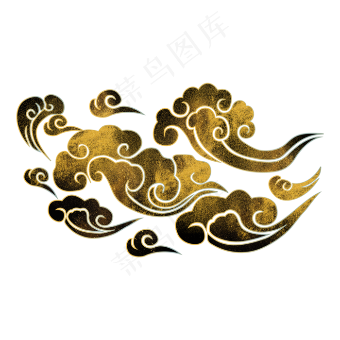 中国风烫金描金云纹装饰(2000*2000px 300 dpi )ai矢量模版下载