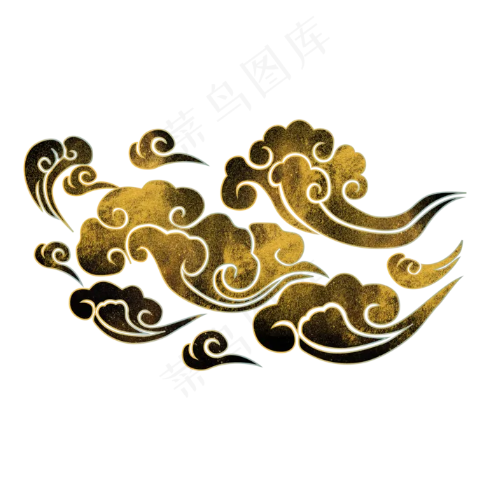 中国风烫金描金云纹装饰(2000*2000px 300 dpi )ai矢量模版下载