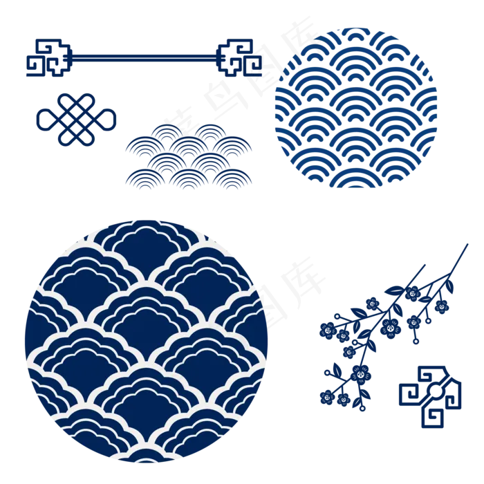 冷色调国潮元素(3543X5315(DPI:299))ai矢量模版下载