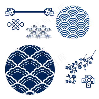 冷色调国潮元素