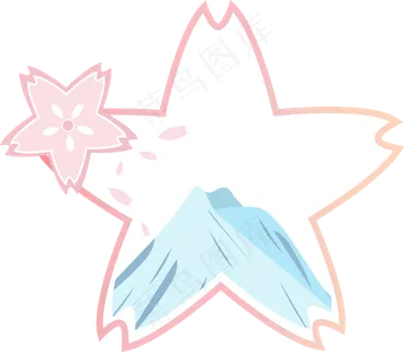 手绘创意卡通矢量粉色日本樱花蓝