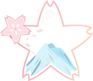 手绘创意卡通矢量粉色日本樱花蓝