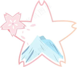 手绘创意卡通矢量粉色日本樱花蓝