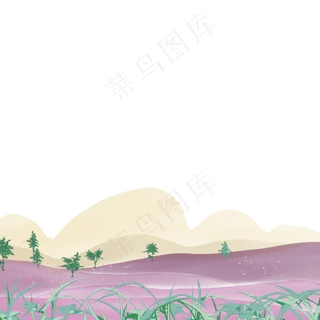 装饰边框田野紫色原野春天雾气远