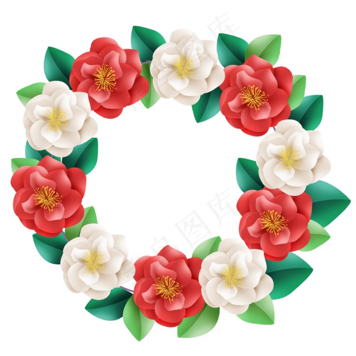 红白玫瑰花环(2000X2000(DPI:299))psd模版下载