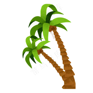 手绘卡通椰树椰子椰汁