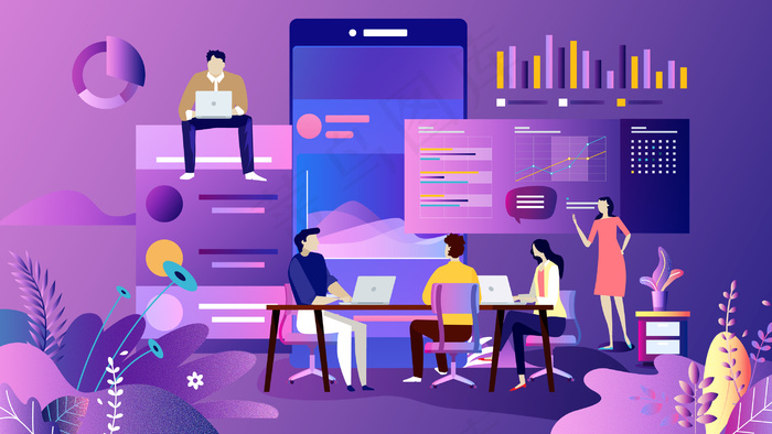 互联网职场商务办公插画