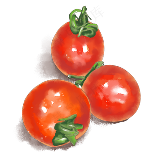 水彩小清新水果大红色小番茄
