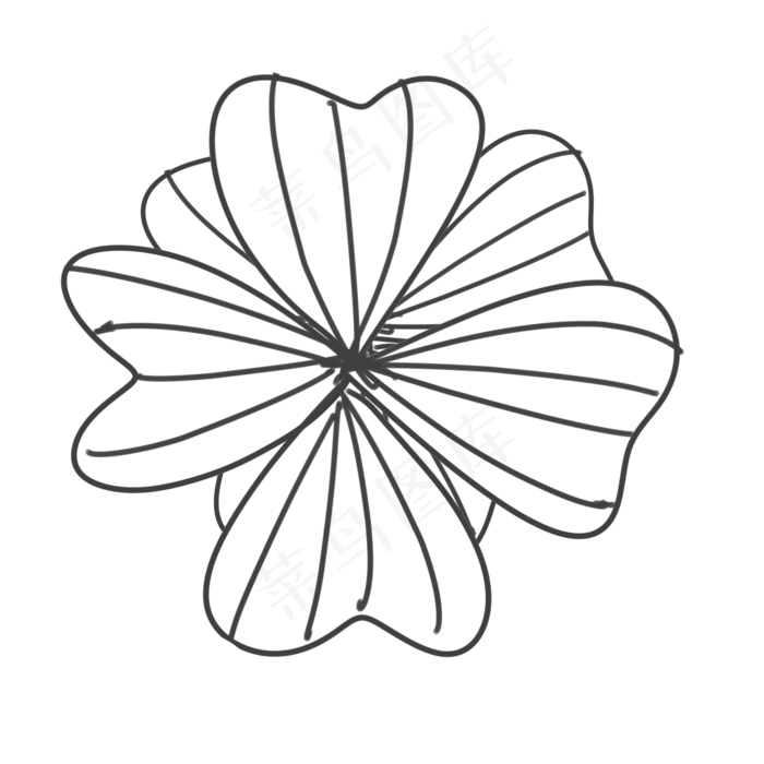 一朵手绘的黑色线条花朵图(2000*2000px 72 dpi )ai矢量模版下载