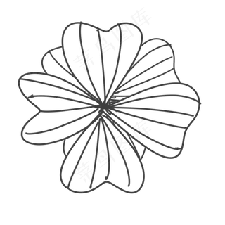 一朵手绘的黑色线条花朵图